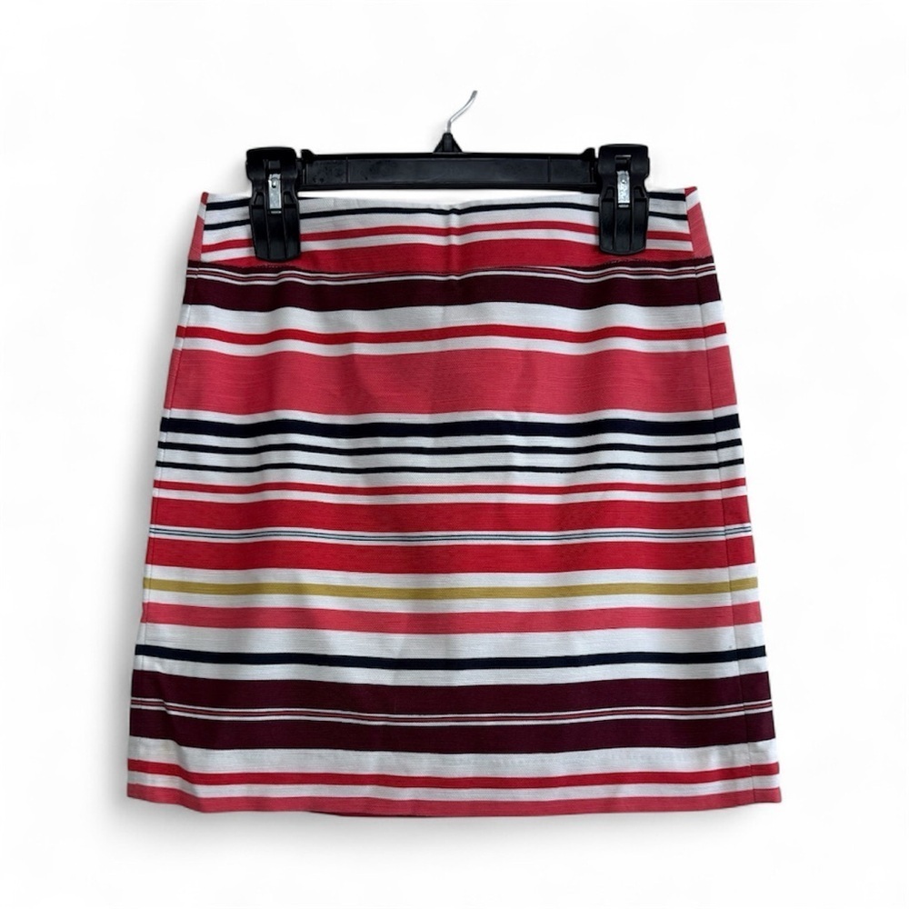 LOFT Nautical Striped A-Line Midi Skirt